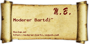 Moderer Bartó névjegykártya